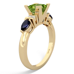 Peridot 6Mm Princess Eternal Embrace Engagement 14K Yellow Gold ring C2002