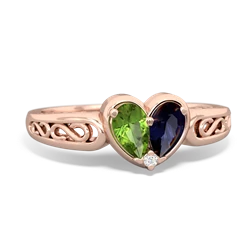 Peridot Filligree 'One Heart' 14K Rose Gold ring R5070