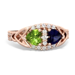 Peridot Sparkling Celtic Knot 14K Rose Gold ring R2645