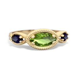 Peridot Milgrain Marquise 14K Yellow Gold ring R5700