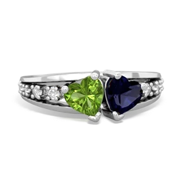 Peridot Heart To Heart 14K White Gold ring R3342