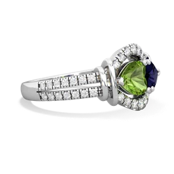 Peridot Art-Deco Keepsake 14K White Gold ring R5630