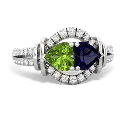 Peridot Art-Deco Keepsake 14K White Gold ring R5630