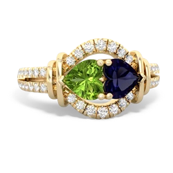 Peridot Art-Deco Keepsake 14K Yellow Gold ring R5630