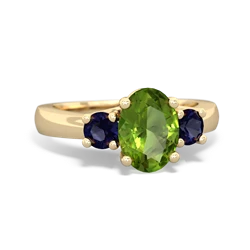 Peridot Three Stone Oval Trellis 14K Yellow Gold ring R4024