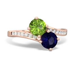 Peridot Channel Set Two Stone 14K Rose Gold ring R5303