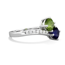 Peridot Channel Set Two Stone 14K White Gold ring R5303