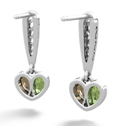 Peridot Filligree Heart 14K White Gold earrings E5070