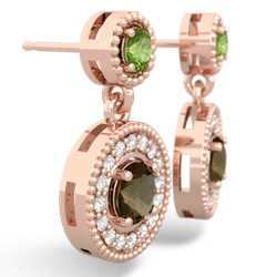 Peridot Halo Dangle 14K Rose Gold earrings E5319