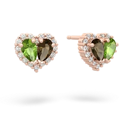 Peridot Halo 14K Rose Gold earrings E7008