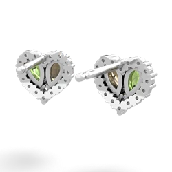 Peridot Halo 14K White Gold earrings E7008