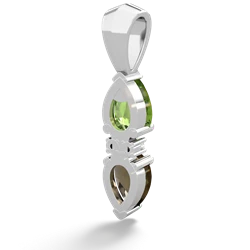 Peridot Bowtie Drop 14K White Gold pendant P0865