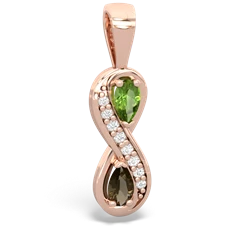 Peridot Diamond Infinity 14K Rose Gold pendant P5390