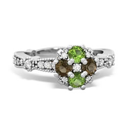 Peridot Sparkling Tiara Cluster 14K White Gold ring R26293RD