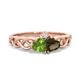 Peridot Heart To Heart Braid 14K Rose Gold ring R5870