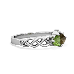 Peridot Heart To Heart Braid 14K White Gold ring R5870