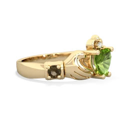 Peridot Claddagh Keepsake 14K Yellow Gold ring R5245