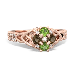 Peridot Celtic Knot Cluster Engagement 14K Rose Gold ring R26443RD