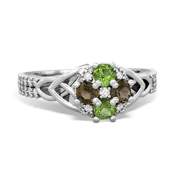 Peridot Celtic Knot Cluster Engagement 14K White Gold ring R26443RD