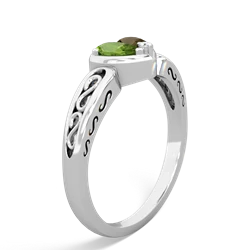 Peridot Filligree 'One Heart' 14K White Gold ring R5070