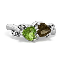 Peridot Floral Elegance 14K White Gold ring R5790