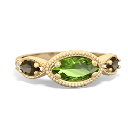 Peridot Milgrain Marquise 14K Yellow Gold ring R5700