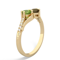 Peridot Infinity Pave Two Stone 14K Yellow Gold ring R5285