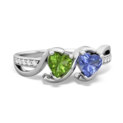 Peridot Side By Side 14K White Gold ring R3090