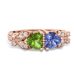 Peridot Diamond Butterflies 14K Rose Gold ring R5601