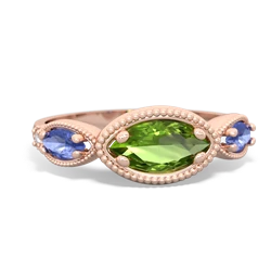 Peridot Milgrain Marquise 14K Rose Gold ring R5700