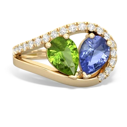 Peridot Nestled Heart Keepsake 14K Yellow Gold ring R5650