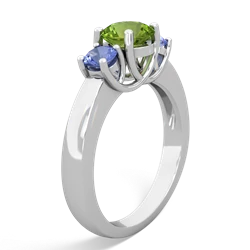 Peridot Three Stone Round Trellis 14K White Gold ring R4018