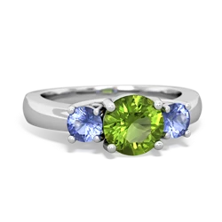 Peridot Three Stone Round Trellis 14K White Gold ring R4018