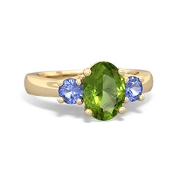 Peridot Three Stone Oval Trellis 14K Yellow Gold ring R4024