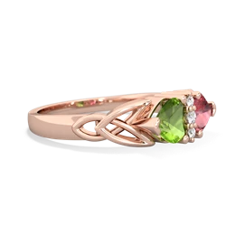 Peridot Celtic Knot Double Heart 14K Rose Gold ring R5040