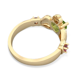 Peridot Claddagh Keepsake 14K Yellow Gold ring R5245