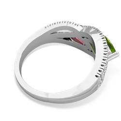 Peridot Diamond Rivers 14K White Gold ring R3070