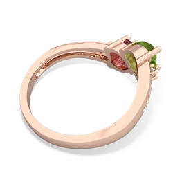 Peridot Snuggling Hearts 14K Rose Gold ring R2178