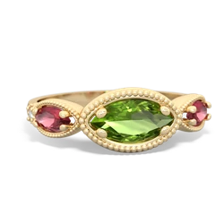 Peridot Milgrain Marquise 14K Yellow Gold ring R5700