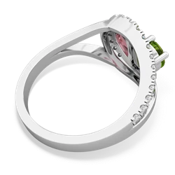 Peridot Nestled Heart Keepsake 14K White Gold ring R5650