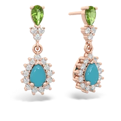 Peridot Halo Pear Dangle 14K Rose Gold earrings E1882