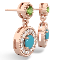 Peridot Halo Dangle 14K Rose Gold earrings E5319