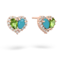 Peridot Halo 14K Rose Gold earrings E7008