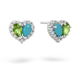 Peridot Halo 14K White Gold earrings E7008