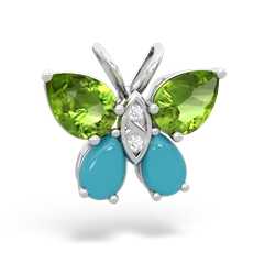 Peridot Butterfly 14K White Gold pendant P2215