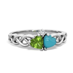 Peridot Heart To Heart Braid 14K White Gold ring R5870