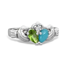 Peridot 'Our Heart' Claddagh 14K White Gold ring R2388