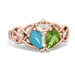 Peridot 'One Heart' Celtic Knot Claddagh 14K Rose Gold ring R5322