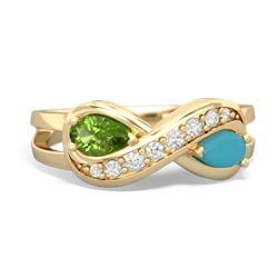 Peridot Diamond Infinity 14K Yellow Gold ring R5390