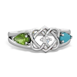 Peridot Hearts Intertwined 14K White Gold ring R5880